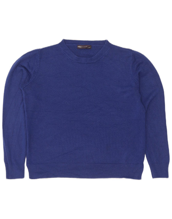 Maglione maglione girocollo da donna Marks & Spencer UK 14 Acrilico blu medio
