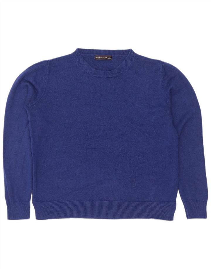 Maglione maglione girocollo da donna Marks & Spencer UK 14 Acrilico blu medio