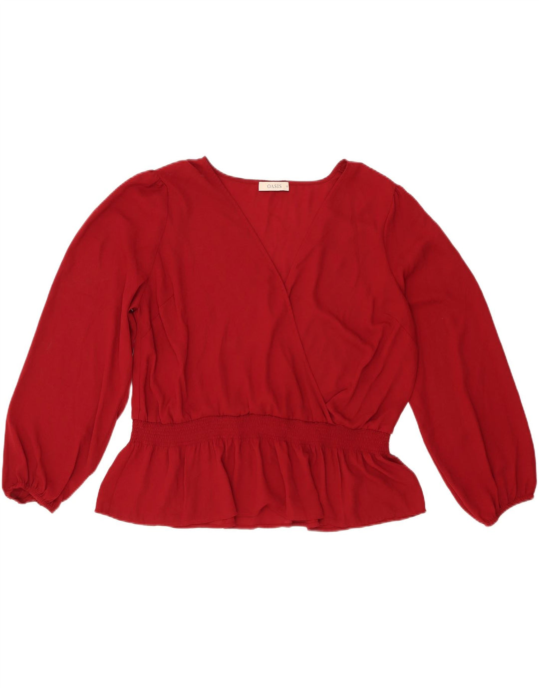 Top camicetta a maniche lunghe da donna Oasis UK 22 3XL poliestere bordeaux