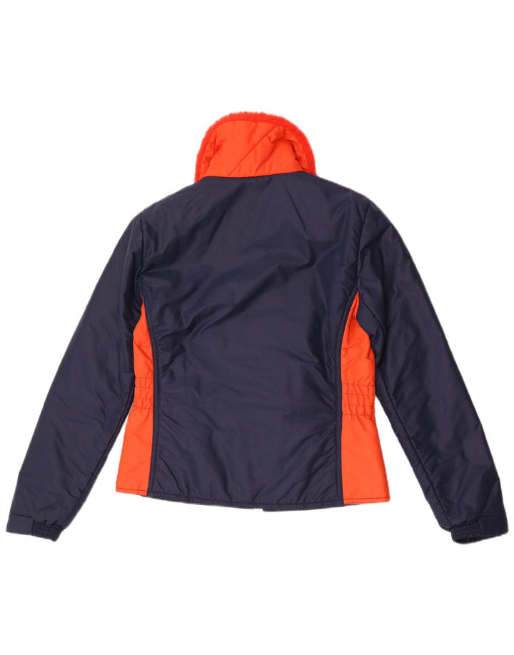 Giacca a vento vintage da donna IT 50 XL Nylon color block blu navy