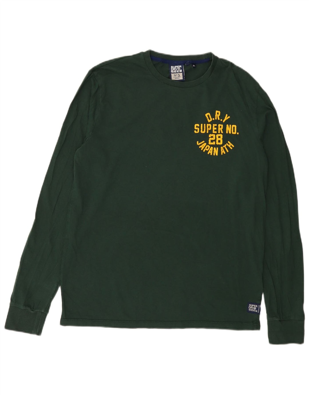 Top grafico da uomo Superdry a maniche lunghe XL in cotone verde