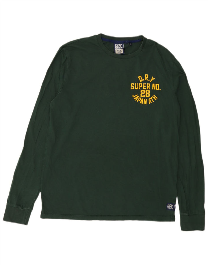 Top grafico da uomo Superdry a maniche lunghe XL in cotone verde