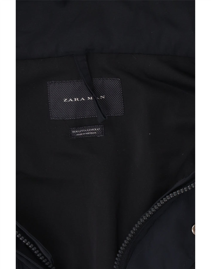 Giacca da uomo con cappuccio Zara UK 40 Large Blu Navy