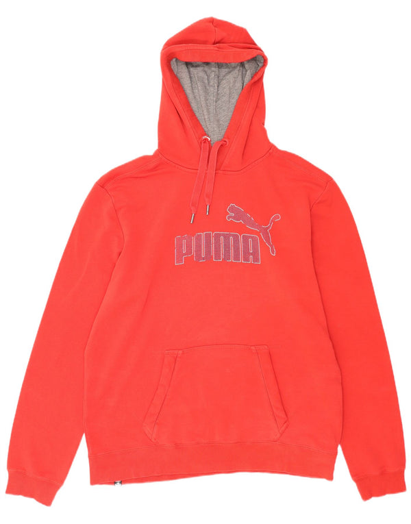 Felpa con cappuccio grafica da uomo Puma Large in cotone rosso