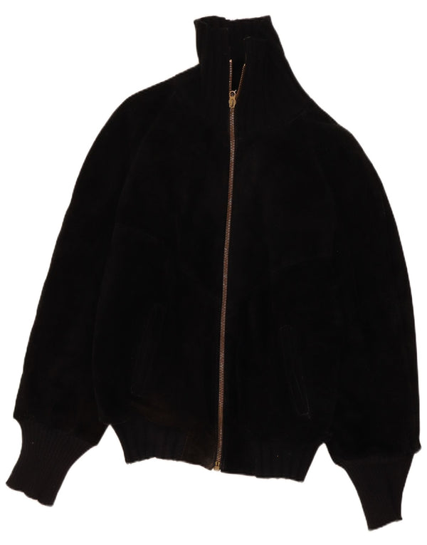 Giacca vintage in pelle Sherpa da uomo IT 44 XS nera retrò