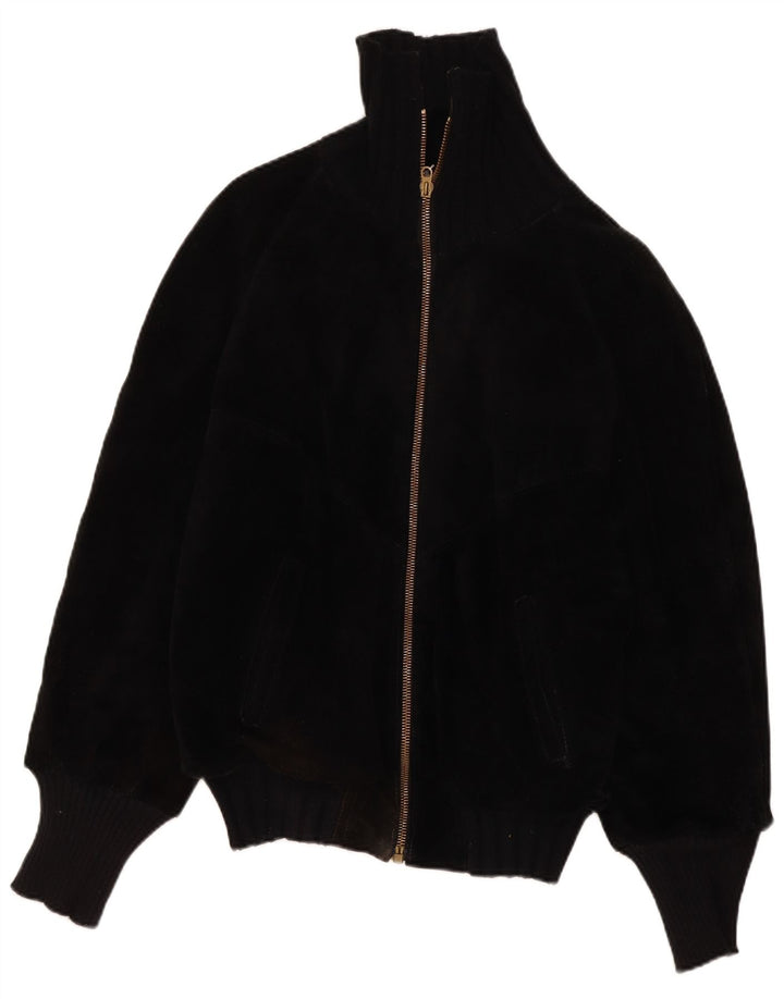 Giacca vintage in pelle Sherpa da uomo IT 44 XS nera retrò