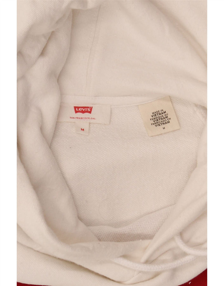 LEVI'S Mens Graphic Hoodie Jumper Medium White Cotton Vintage Levi's and Second-Hand Levi's from Messina Hembry 