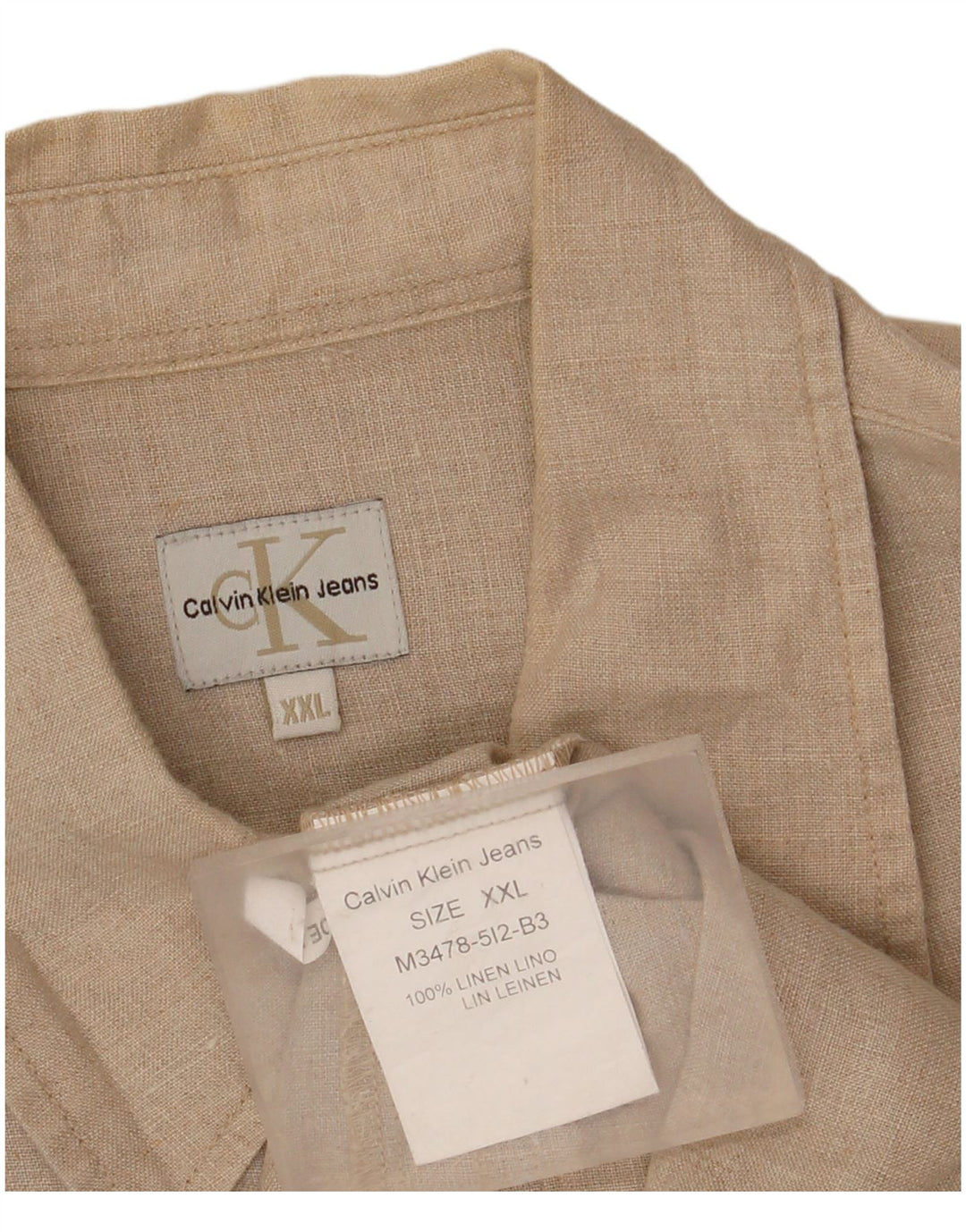 Camicia da uomo Calvin Klein Jeans 2XL Lino beige