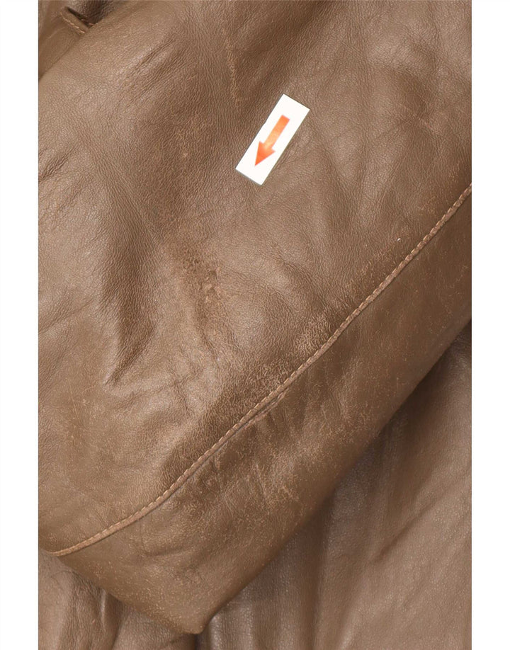 Giacca in pelle vintage da uomo IT 46 piccola marrone