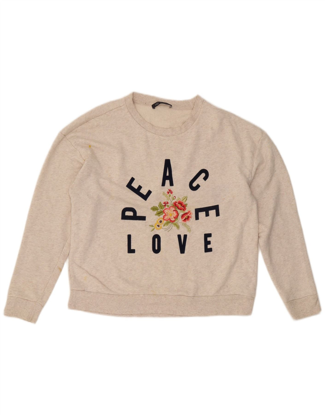 Felpa da donna Marks & Spencer UK 16 grande floreale bianco sporco