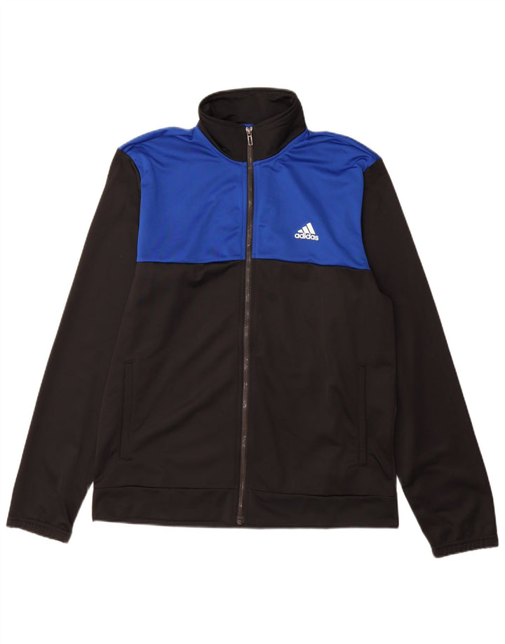 Giacca da tuta da uomo Adidas UK 42/44 Large Nero Colourblock Poliestere