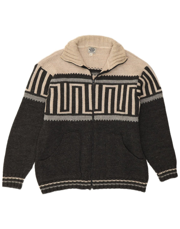 Maglione cardigan da uomo BOOM BAP grande acrilico geometrico grigio