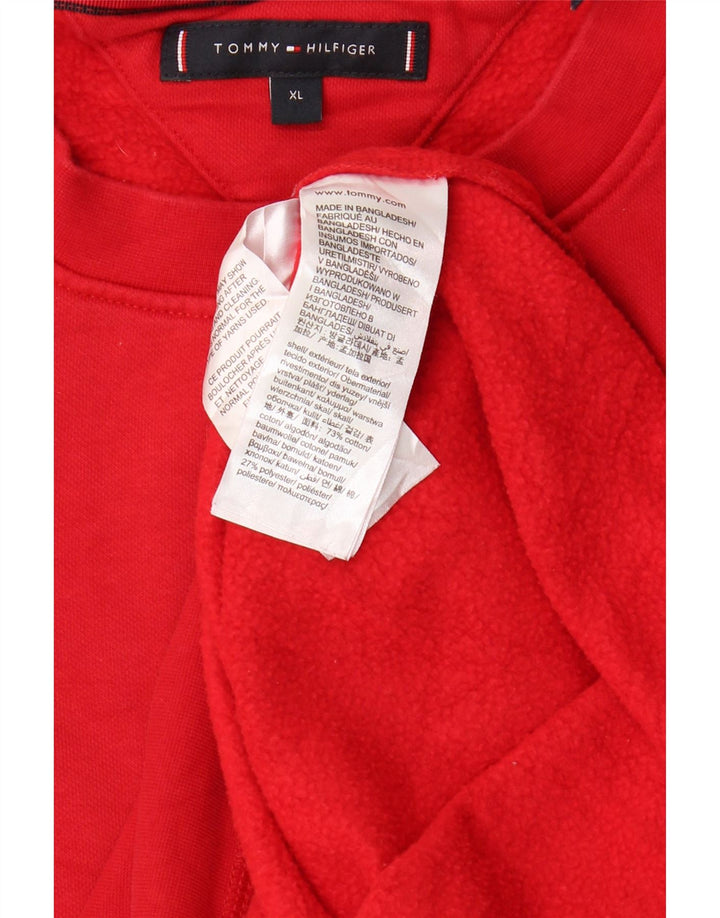 TOMMY HILFIGER Felpa da uomo Maglione XL Rosso Cotone