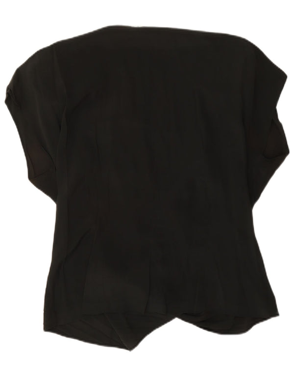 Camicetta avvolgente oversize da donna vintage top US 4 piccolo acetato nero