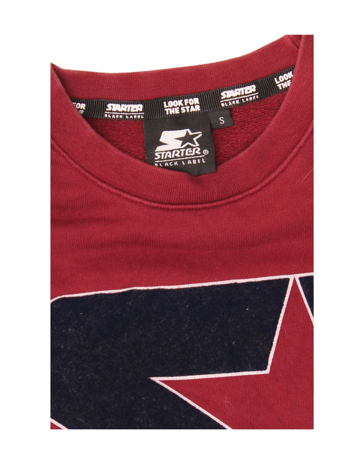 STARTER Mens USA Graphic Sweatshirt Jumper Small Burgundy Cotton