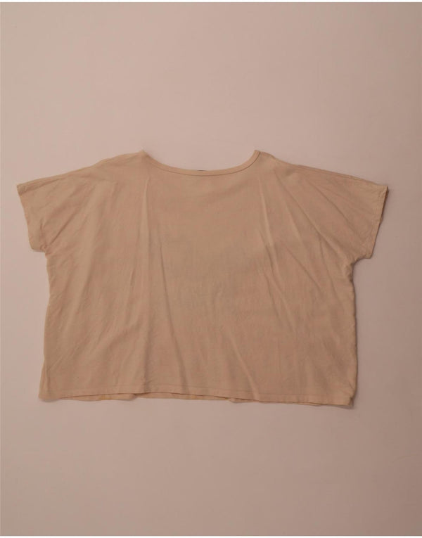 T-shirt grafica corta da donna French Connection Top UK 14 Cotone beige medio