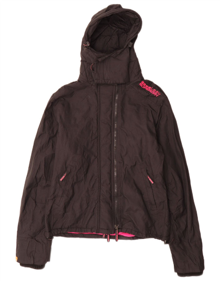 Giacca a vento con cappuccio da donna Superdry UK 16 grande nylon nero