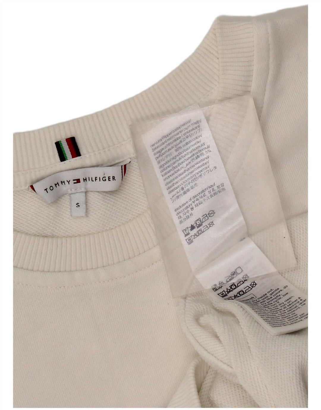 Felpa oversize con grafica da donna Tommy Hilfiger Maglione UK 10 Small Bianco