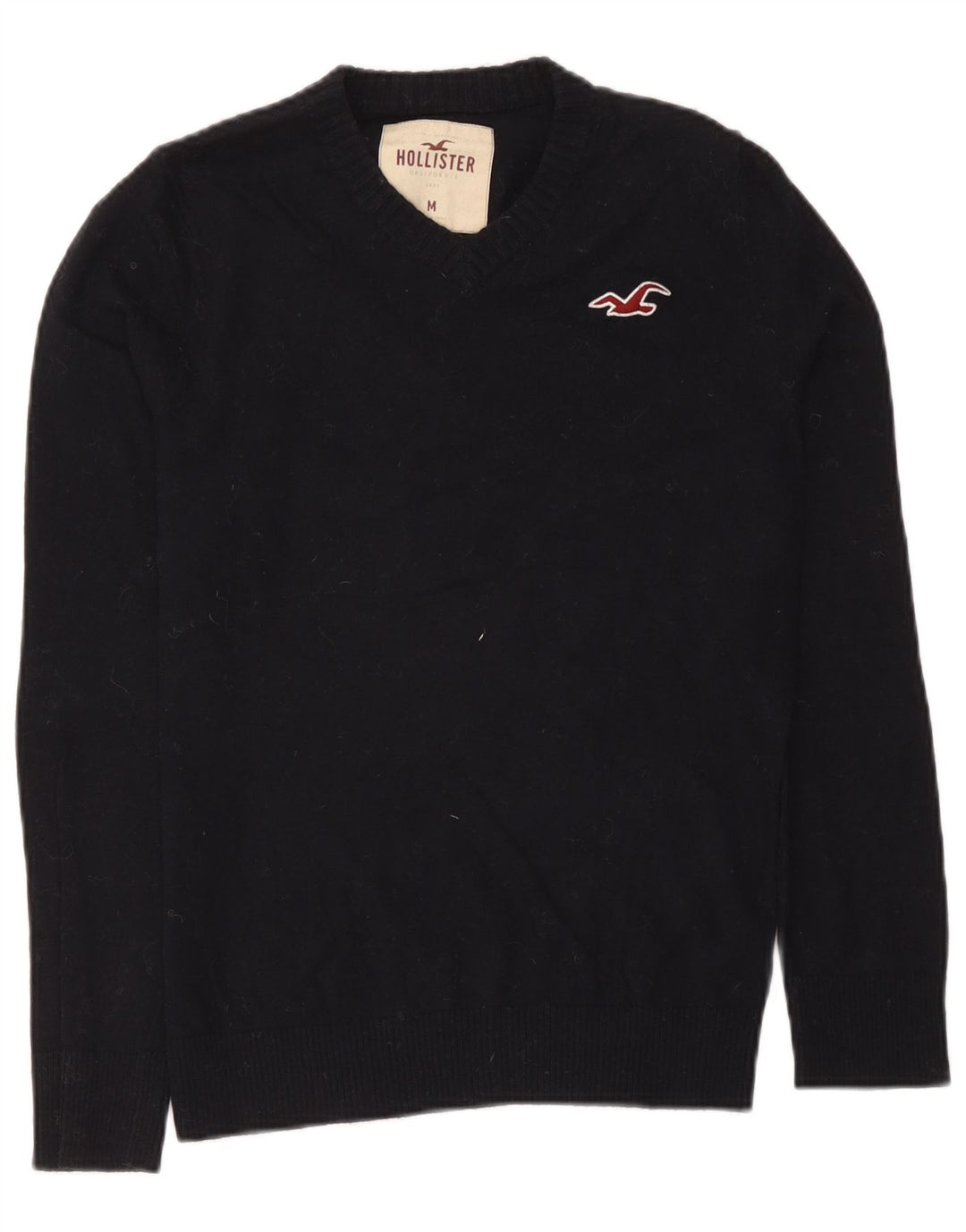 Maglione Hollister da uomo con scollo a V, cotone medio blu navy