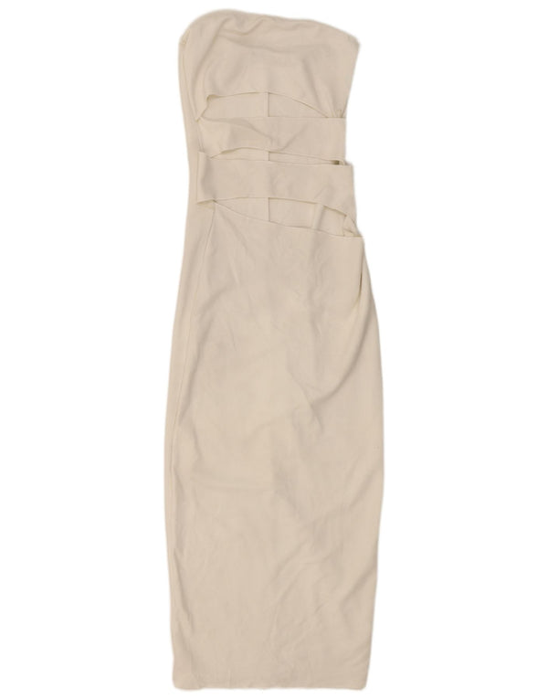 Abito aderente senza spalline ritagliato da donna Zara UK 12 bianco medio
