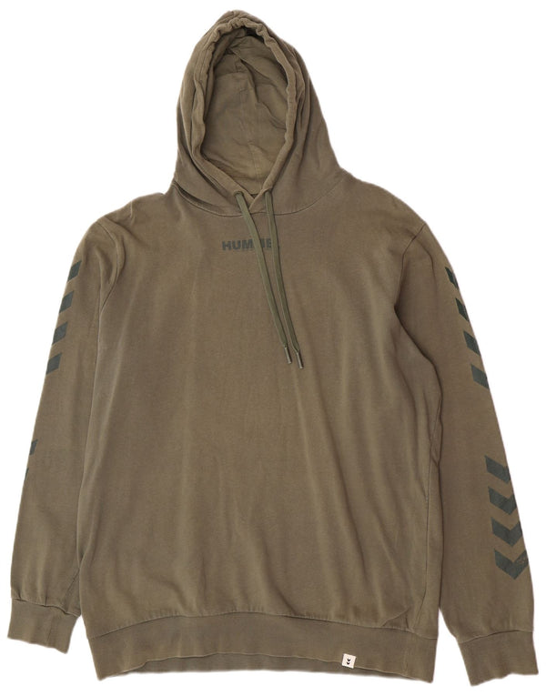 Felpa con cappuccio grafica da uomo Hummel XL in cotone kaki