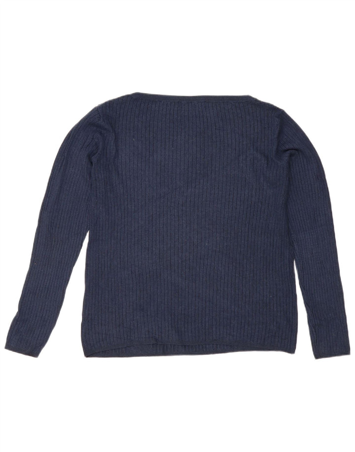 Maglione maglione con scollo a barca da donna Marks & Spencer UK 12 medio blu navy