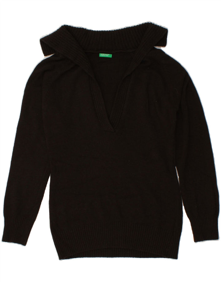 BENETTON Womens Polo Neck Jumper Sweater UK 14 Medium Brown Vintage Benetton and Second-Hand Benetton from Messina Hembry 