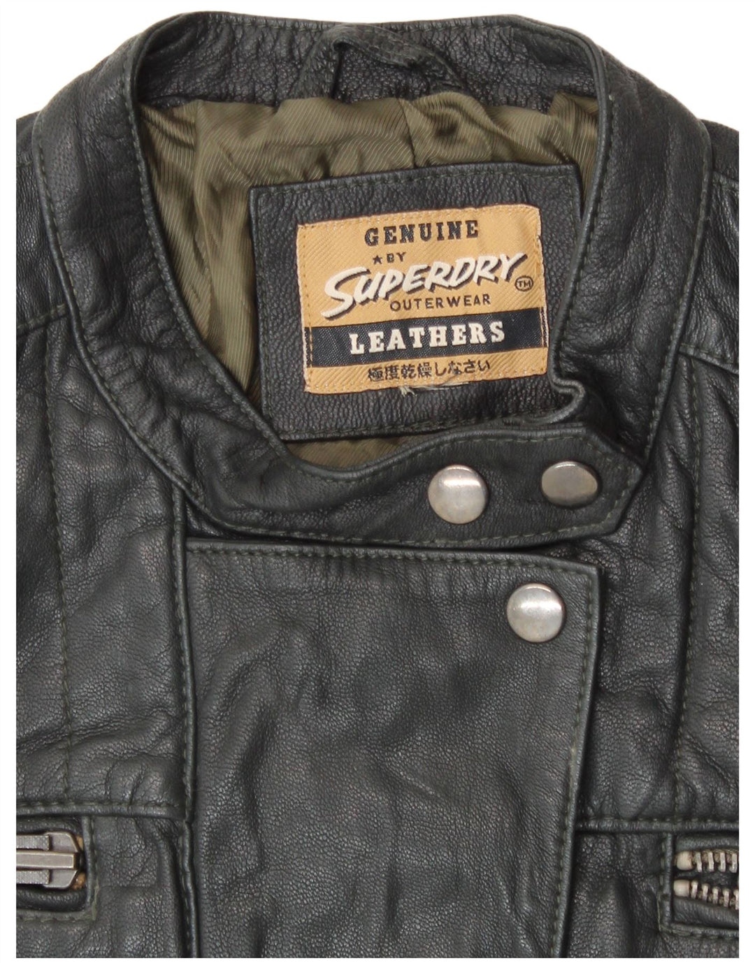 Giacca in pelle da donna SUPERDRY UK 14 Pelle nera media