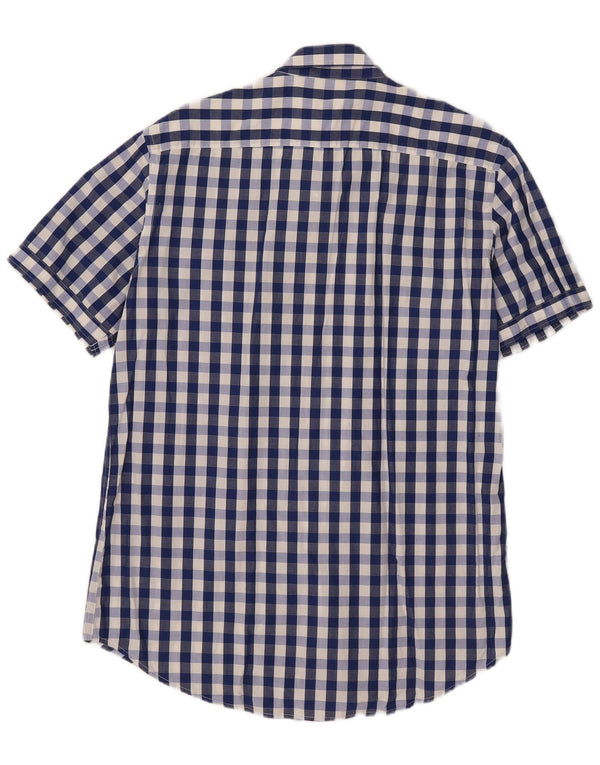 Camicia a maniche corte da uomo Carrera grande in cotone a quadretti blu