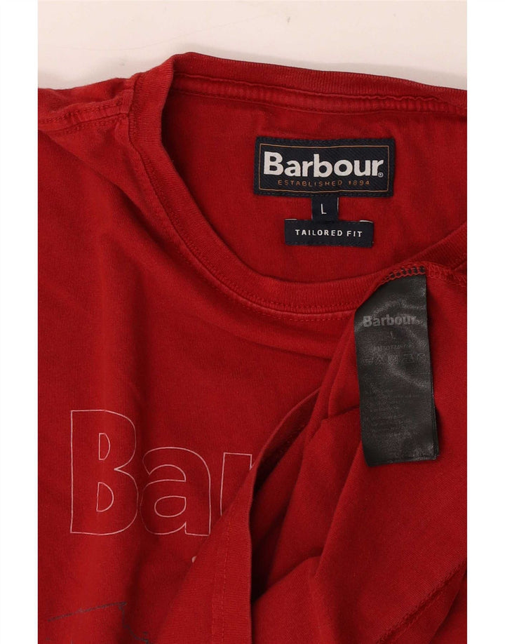 T-shirt grafica da uomo su misura Barbour Top grande in cotone rosso