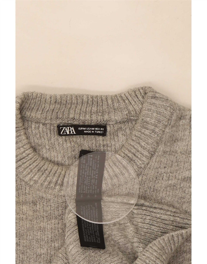 Maglione girocollo da uomo Zara in acrilico chiazzato grigio medio