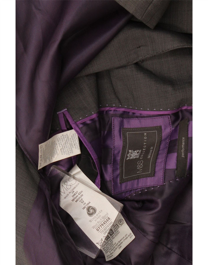 Giacca blazer a 2 bottoni sartoriale da uomo Marks & Spencer IT 52 XL lana grigia