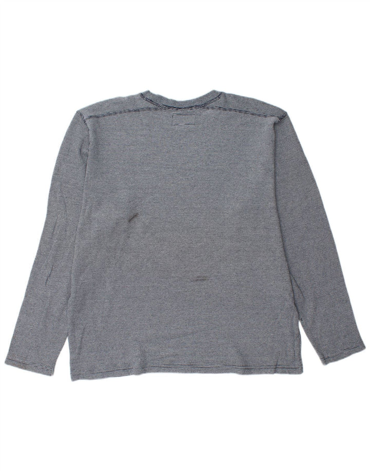 BONOBOS Top da uomo a maniche lunghe XL in cotone gessato blu