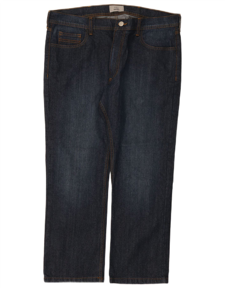 MARKS & SPENCER Jeans dritti da uomo vestibilità regolare W38 L27 Blu navy
