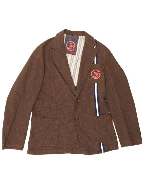 Nirvana Mens 2 Button Blazer Jacket UK 42 XL Brown Houndstooth