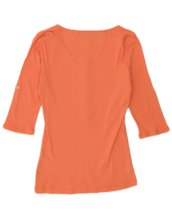 Top da donna Ralph Lauren manica 3/4 UK 12 cotone arancione medio