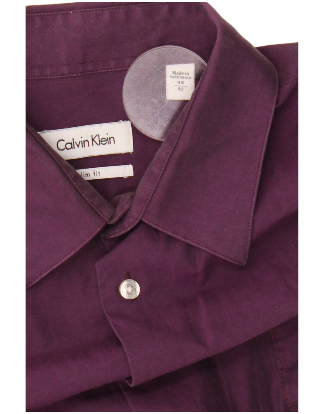 CALVIN KLEIN Camicia slim fit da uomo taglia 44 XL cotone viola
