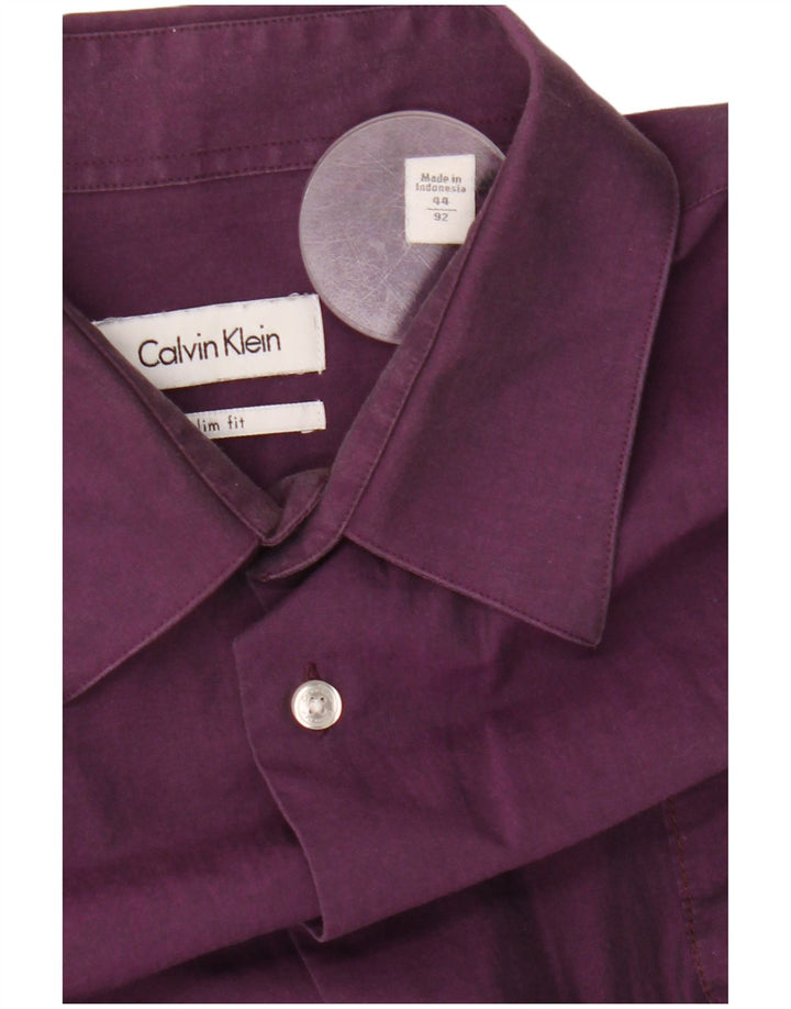 CALVIN KLEIN Camicia slim fit da uomo taglia 44 XL cotone viola