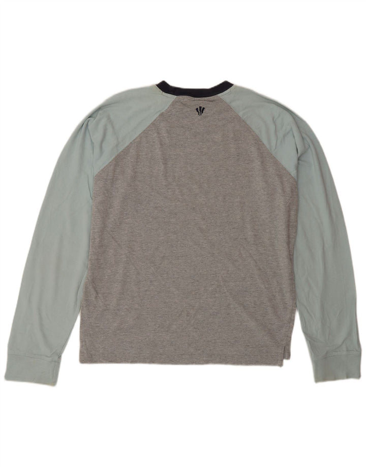 Fat Face Top da uomo a maniche lunghe in cotone color block grigio medio