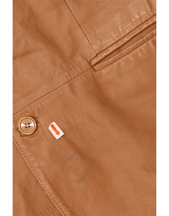 Giacca blazer in pelle da uomo a 2 bottoni VINTAGE IT 48 in pelle beige medio
