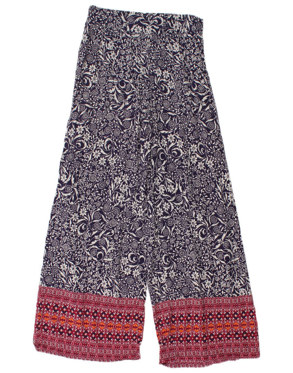 MARKS & SPENCER Pantaloni casual da donna UK 6 XS W26 L28 Blu navy floreale