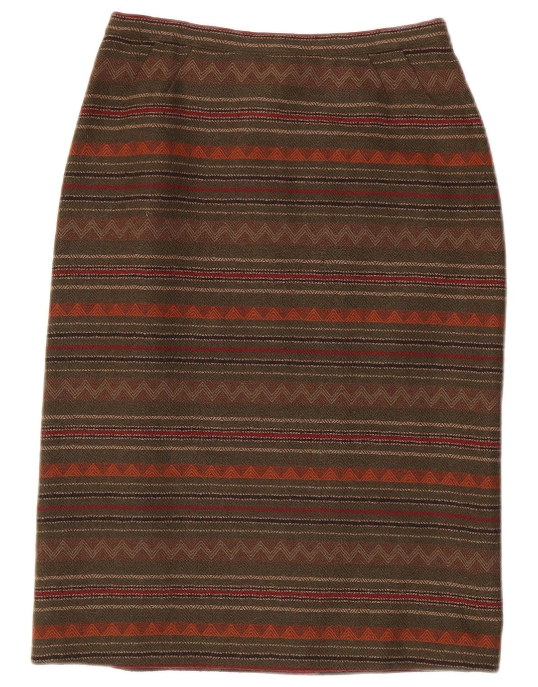 Gonna a tubino vintage da donna W26 piccola a righe color kaki