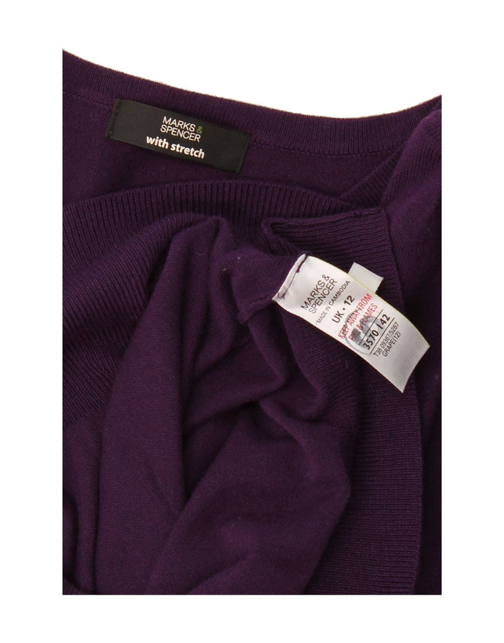 MARKS & SPENCER Womens Cardigan Sweater UK 12 Medium Purple Viscose Vintage Marks & Spencer and Second-Hand Marks & Spencer from Messina Hembry 