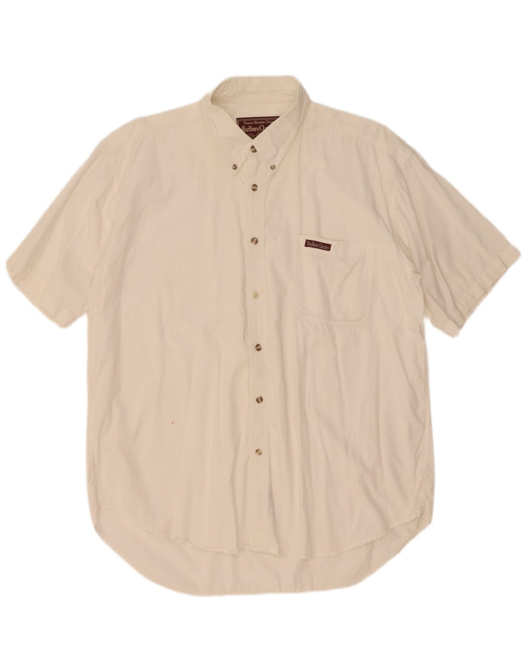 Camicia a maniche corte da uomo Marlboro Classics XL in cotone bianco