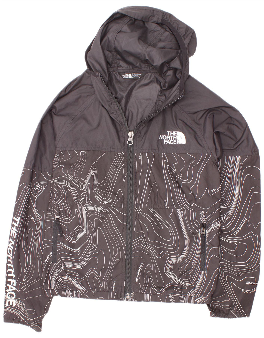 Giacca antipioggia con cappuccio grafica per ragazzi The North Face 7-8 anni piccola nera