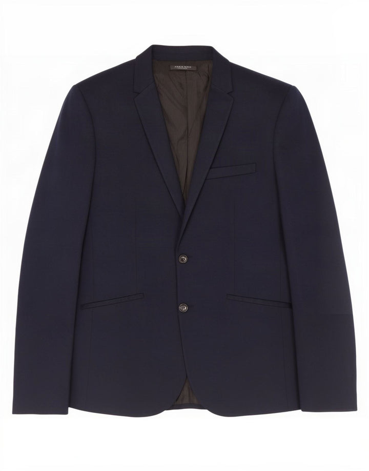 Giacca blazer da uomo a 2 bottoni Zara UK 42 XL cotone blu navy