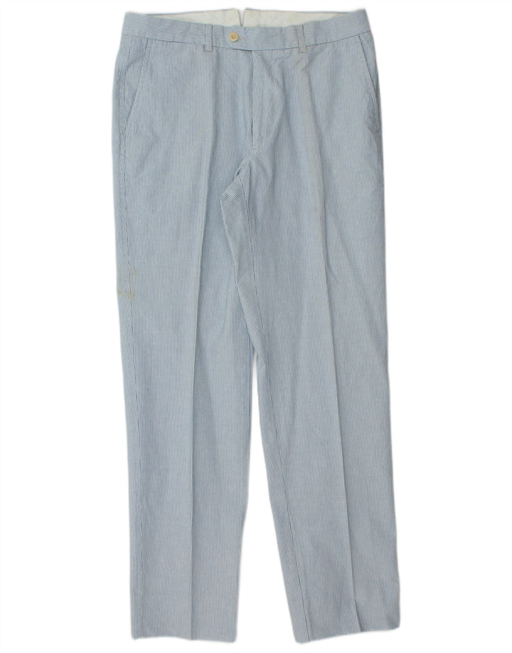 Pantaloni da Abito Dritti Uomo FAY IT 48 Medio W32 L31 Cotone Gessato Blu