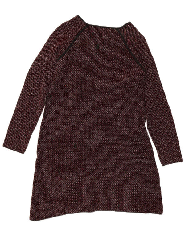 Abito maglione a maniche lunghe da donna Zara UK 12 Cotone bordeaux medio