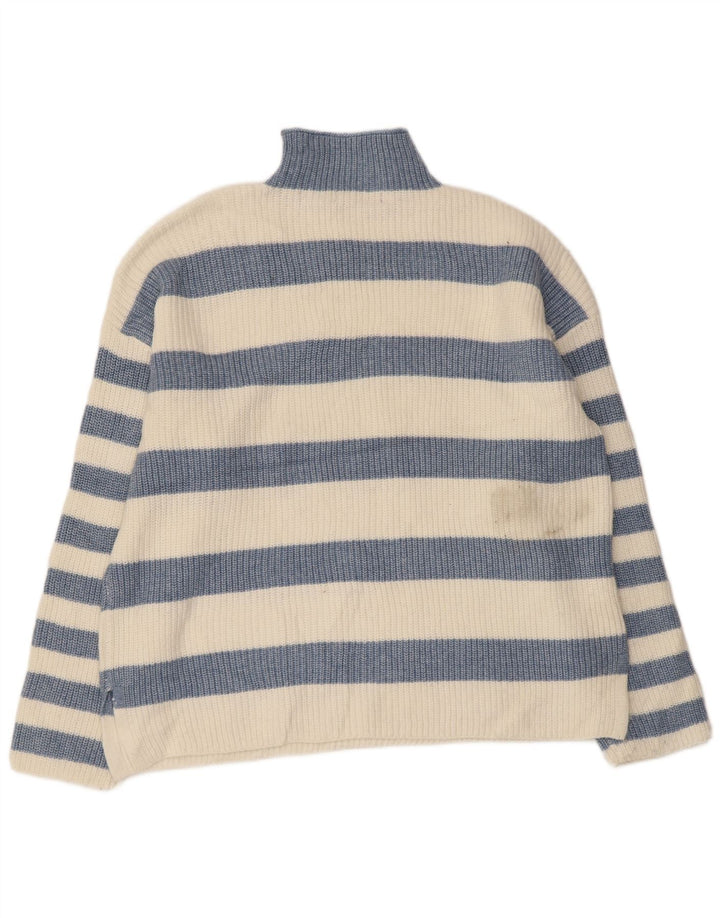 Maglione maglione a collo alto da donna Marks & Spencer UK 18 XL a righe bianche