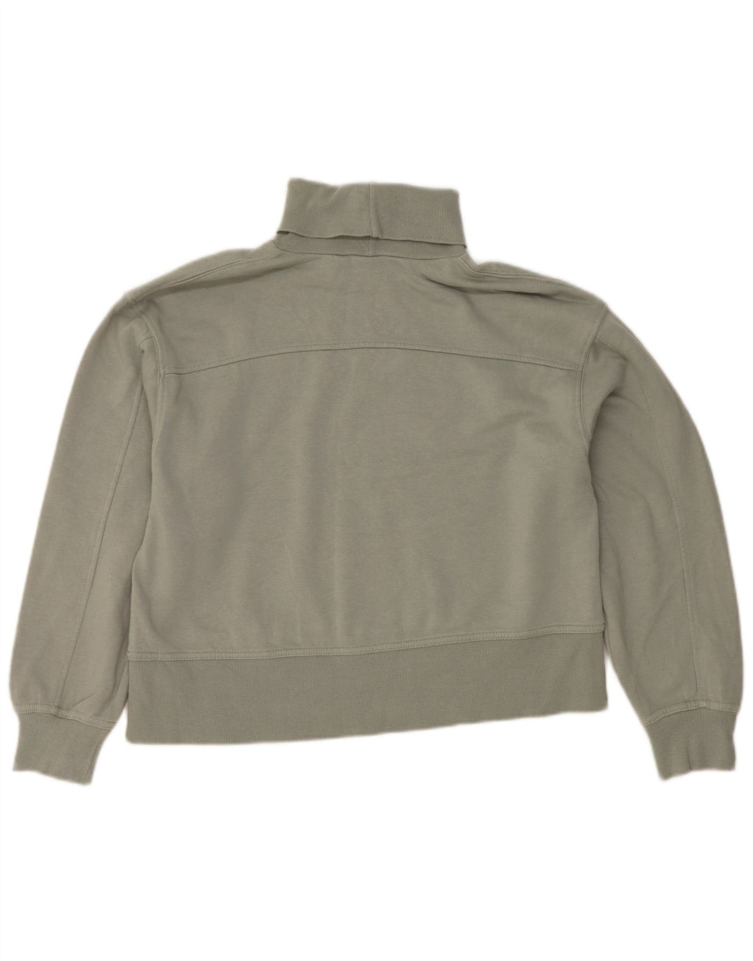 Felpa corta da donna Zara con collo alto, maglione UK 14, cotone verde medio